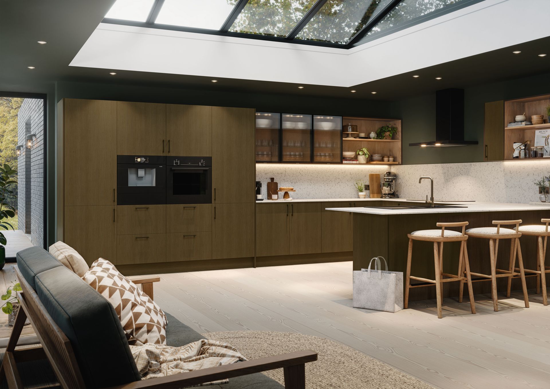 Contemporary Plana Reeded Walnut kitchen