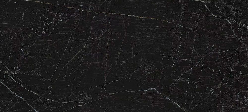 Black marble texture with fine, intricate white veining throughout.