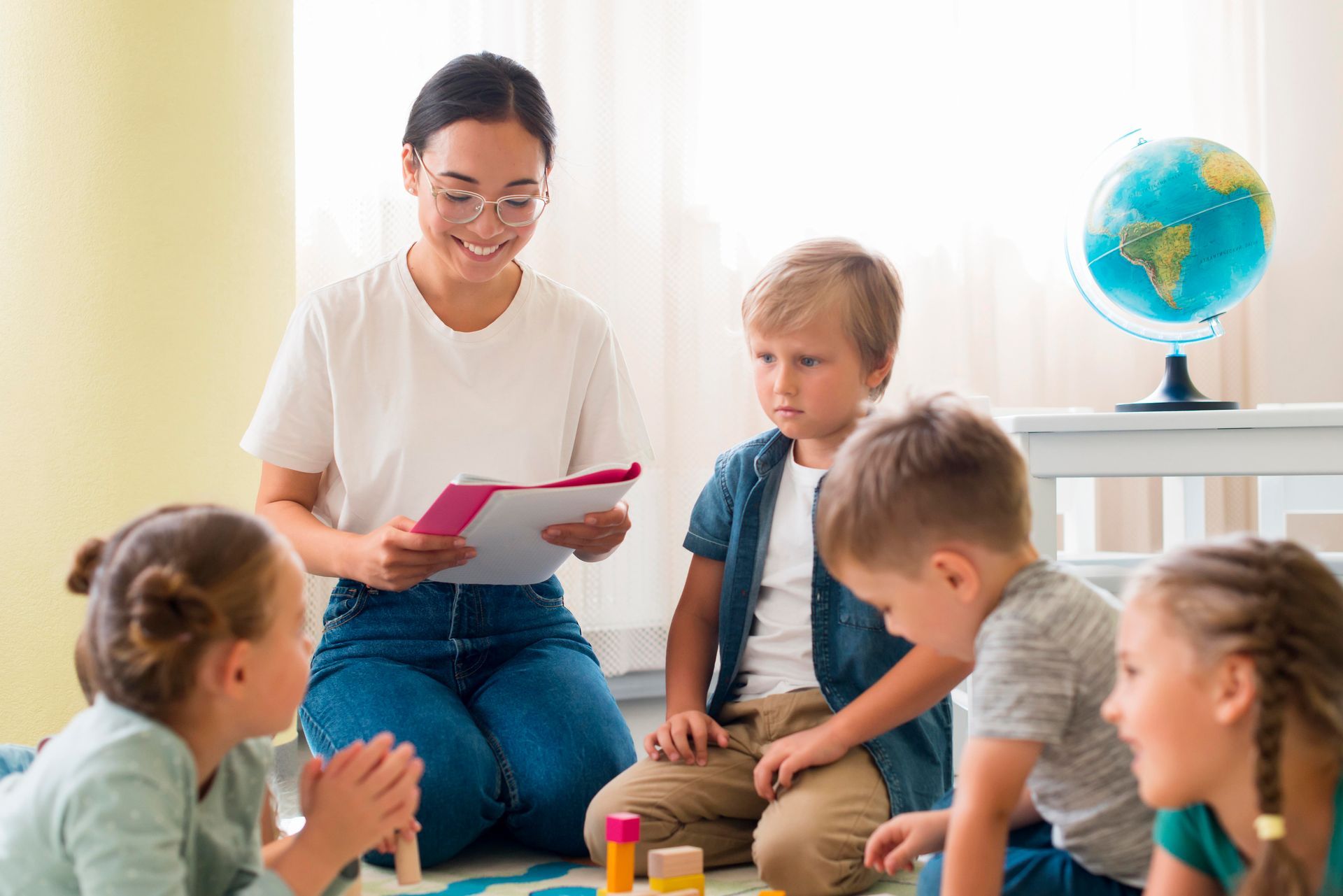 children with a teacher