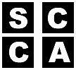 The letters s , c , and a are written in white on a black background.