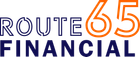 Route 65 Financial logo in navy and orange text with a stylized “65” icon