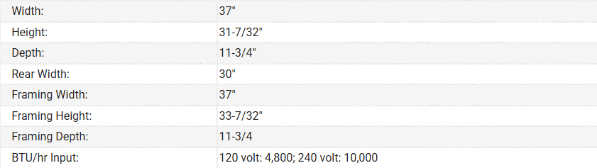 A table showing the height , depth , and fishing depth of a boat.