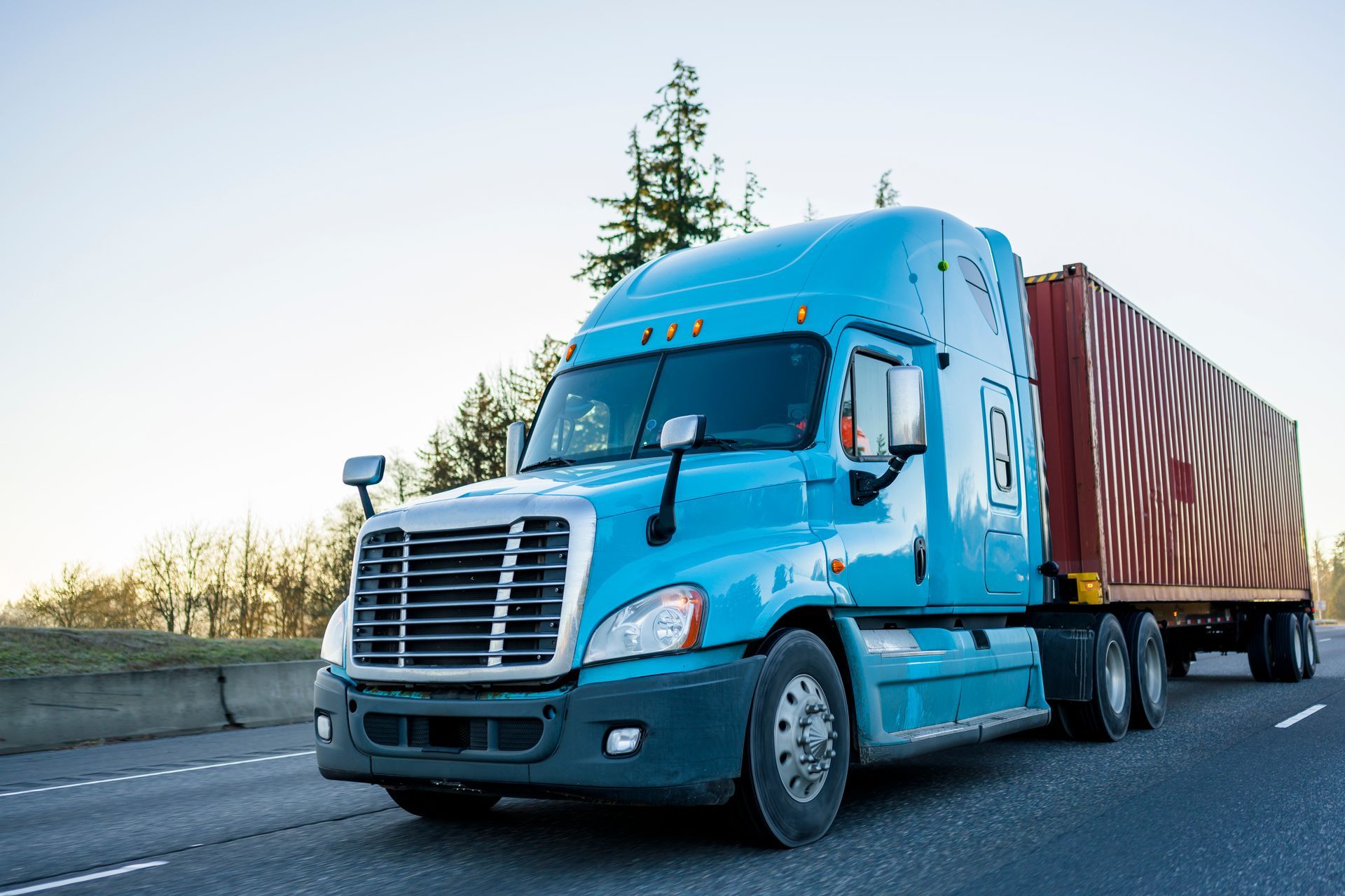 A shipping container during drayage shipping