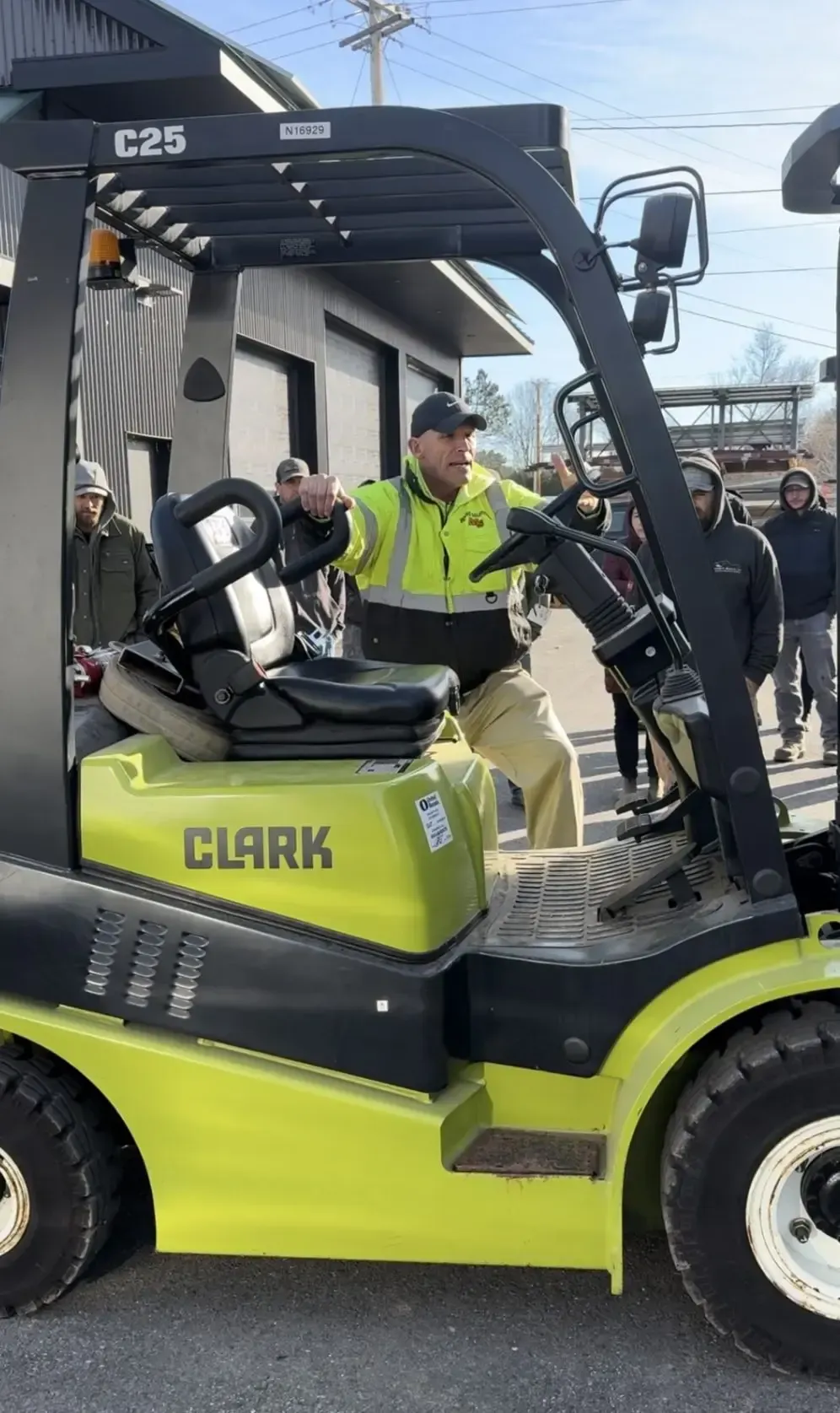 In-person OSHA safety training session for forklift operators.