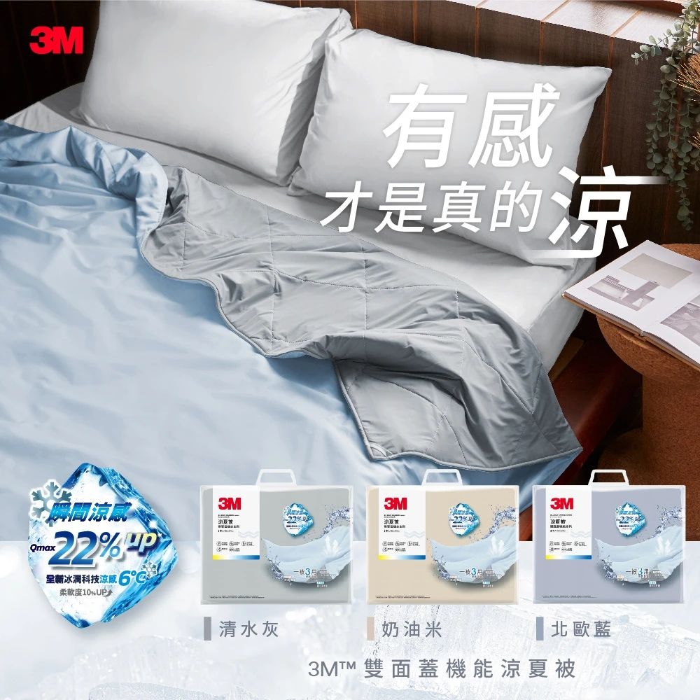 3M 雙面蓋涼感機能涼夏被-單人涼被 (北歐藍)