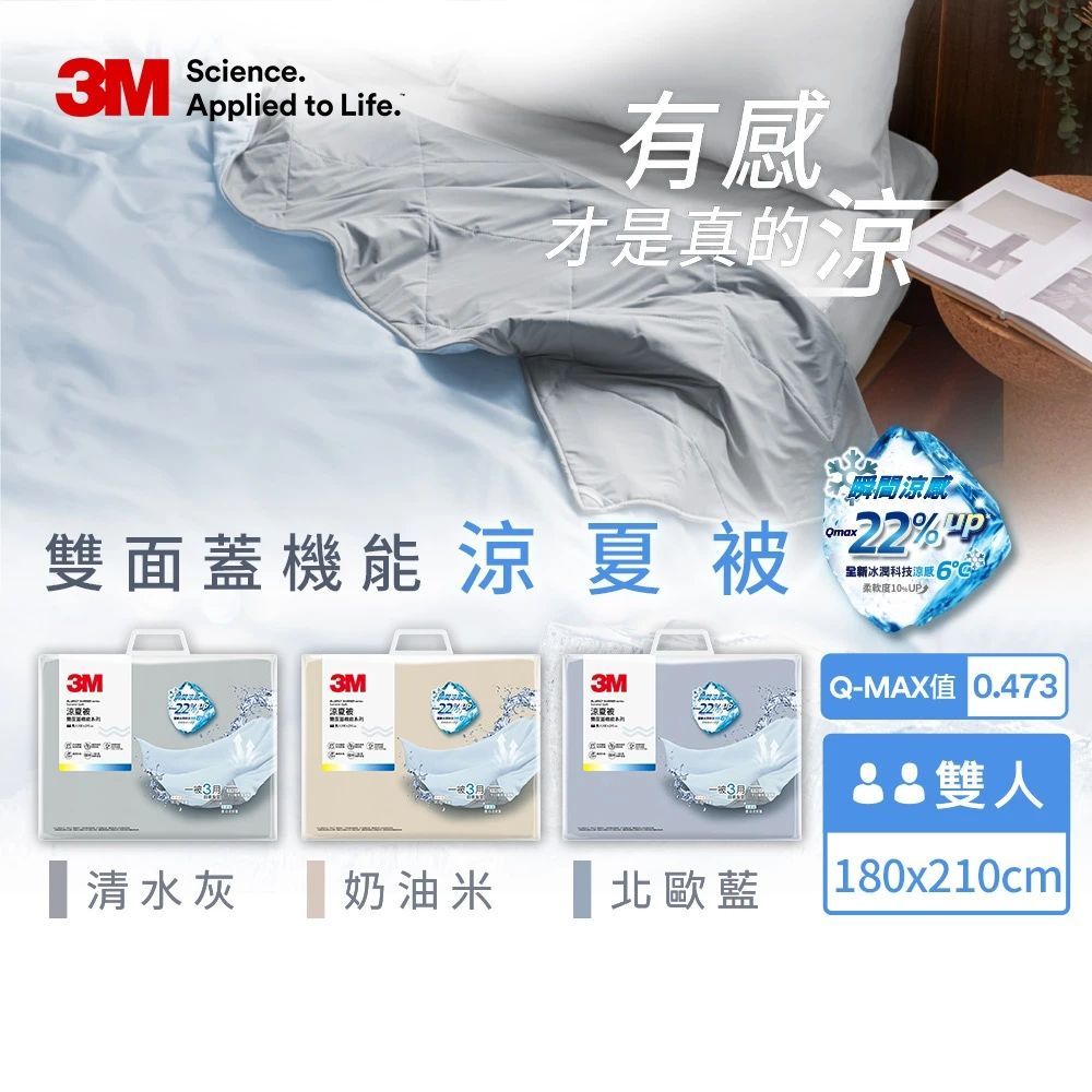 3M 雙面蓋涼感機能涼夏被-雙人涼被 (北歐藍)