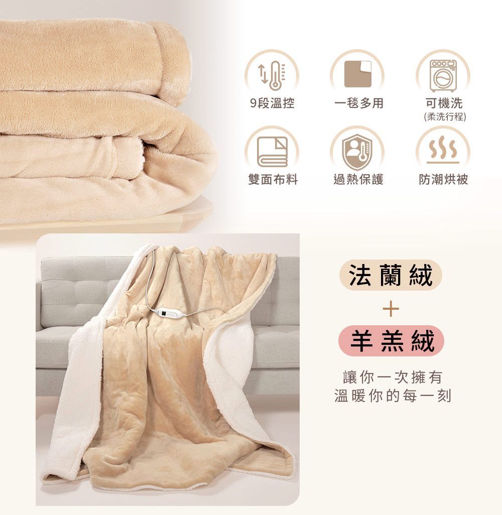 SAMPO 聲寶鋪蓋兩用雙人電熱毯 HY-HC12B