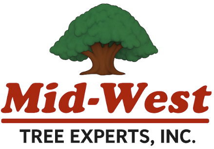 Mid-West Tree Experts, Inc. logo: green tree crown over brown trunk; red text