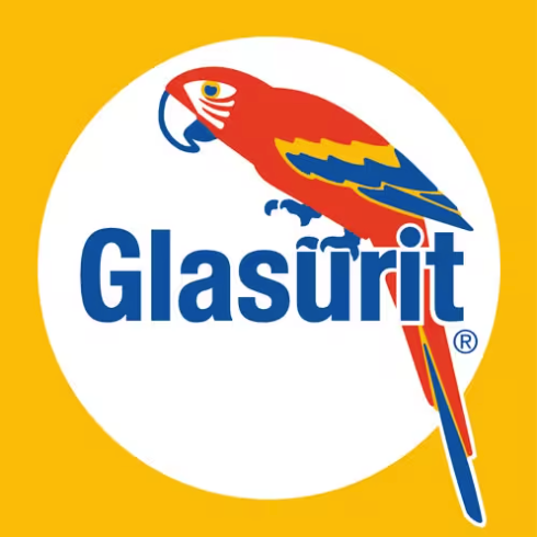 Ein Logo für Glasurit mit einem Papagei darauf