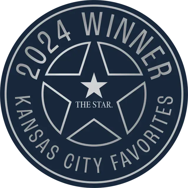 2024 Kansas City Favorites winner seal. Dark blue and silver. Contains a star and