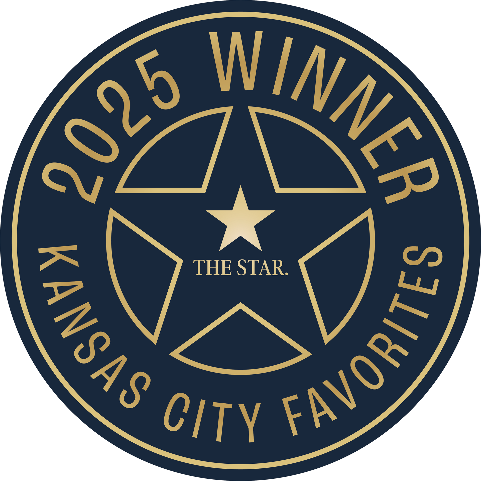 2025 Kansas City Favorites Winner seal with star, navy blue and gold, for The Star newspaper.