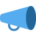 Blue megaphone icon on a white background