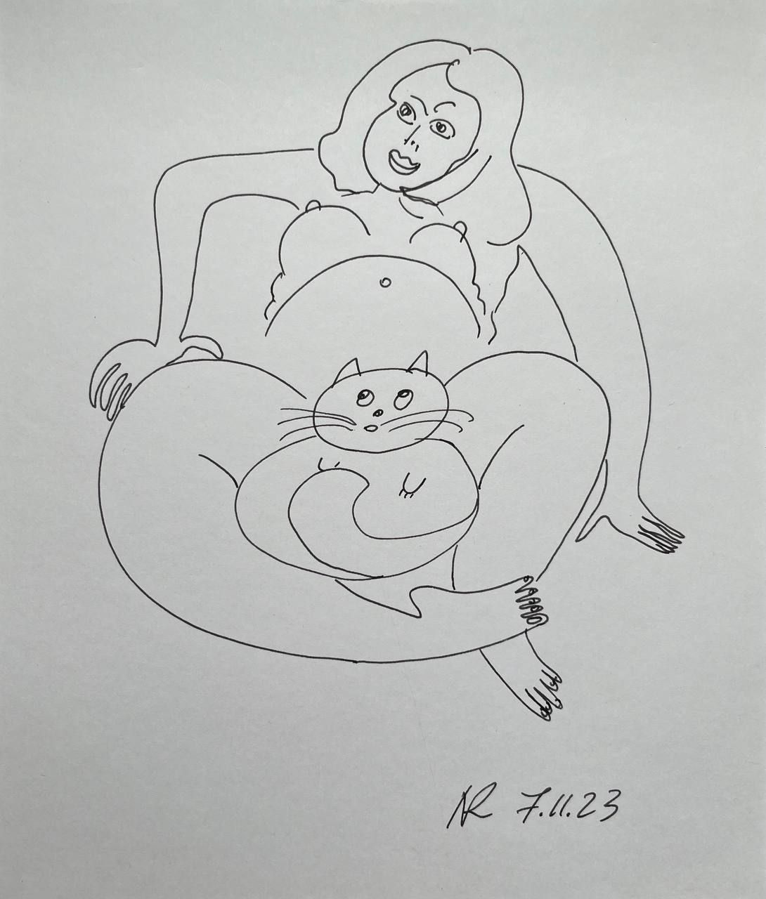 Natasha with a cat