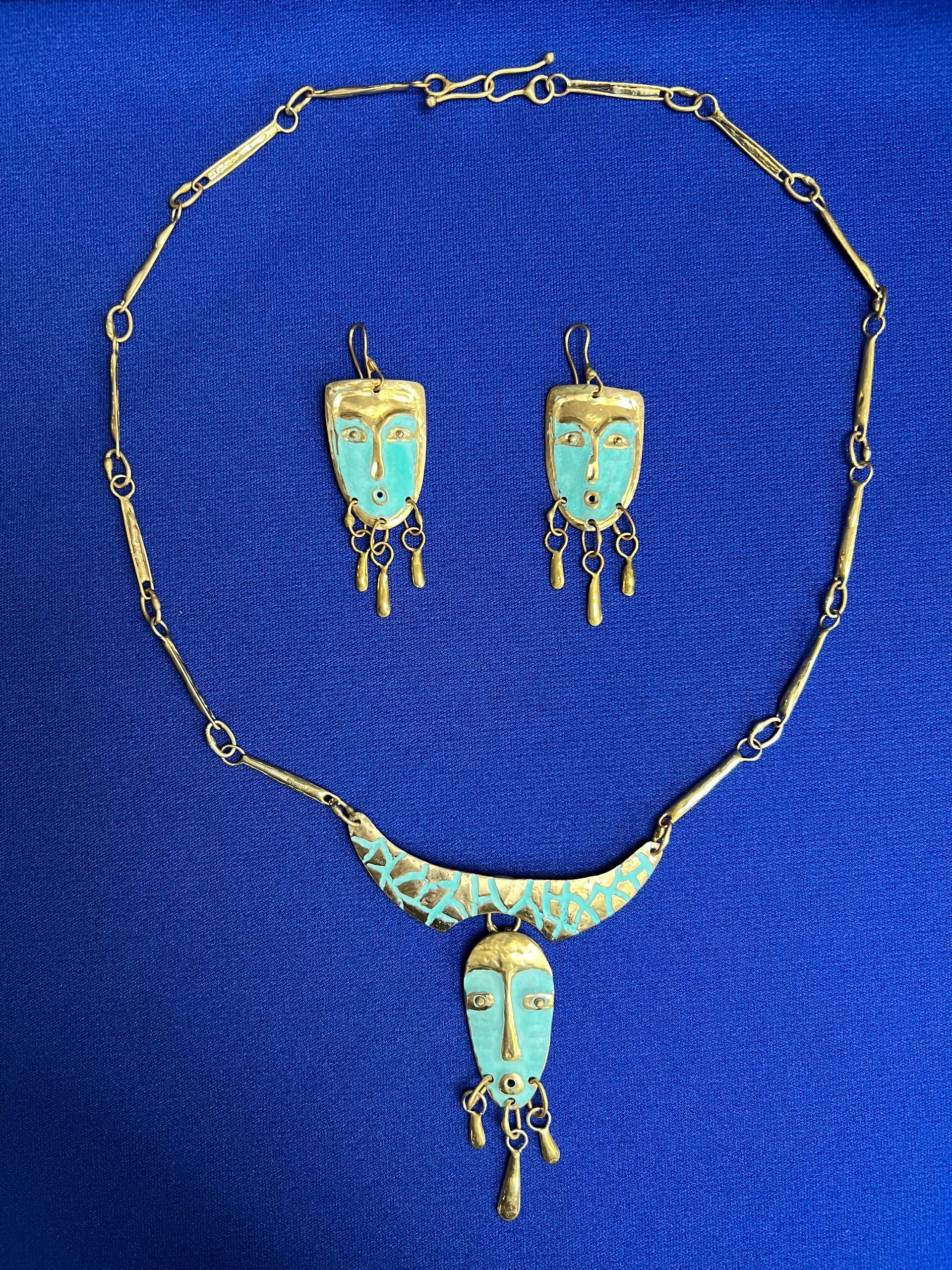 Faces Necklace and Earrings, final sale