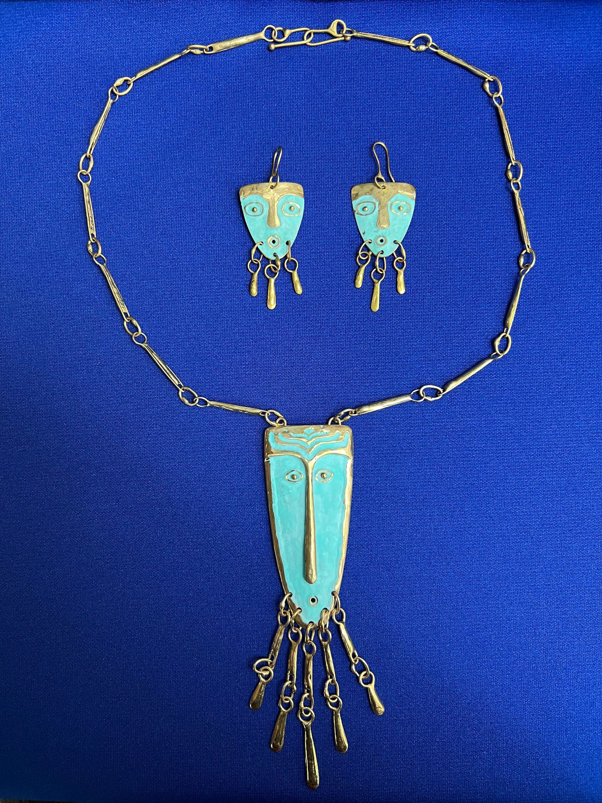 Masque necklace and earrings, final sale