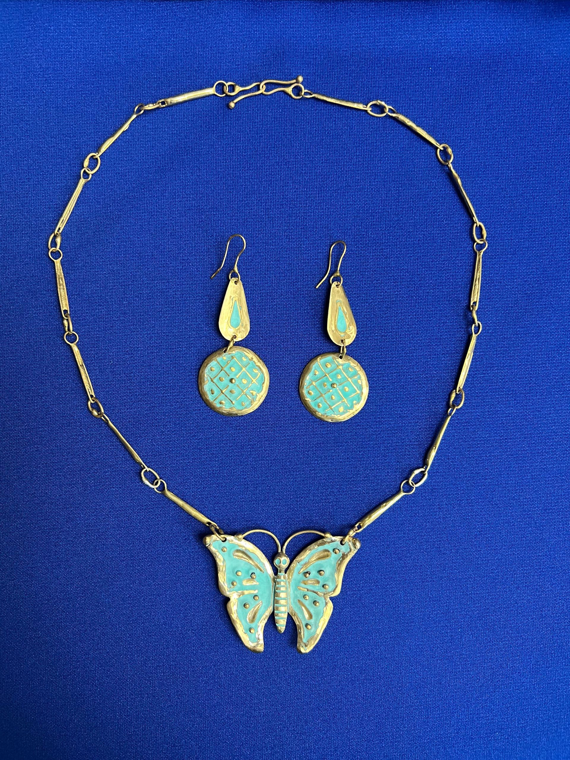 Butterfly necklace, earrings, final sale
