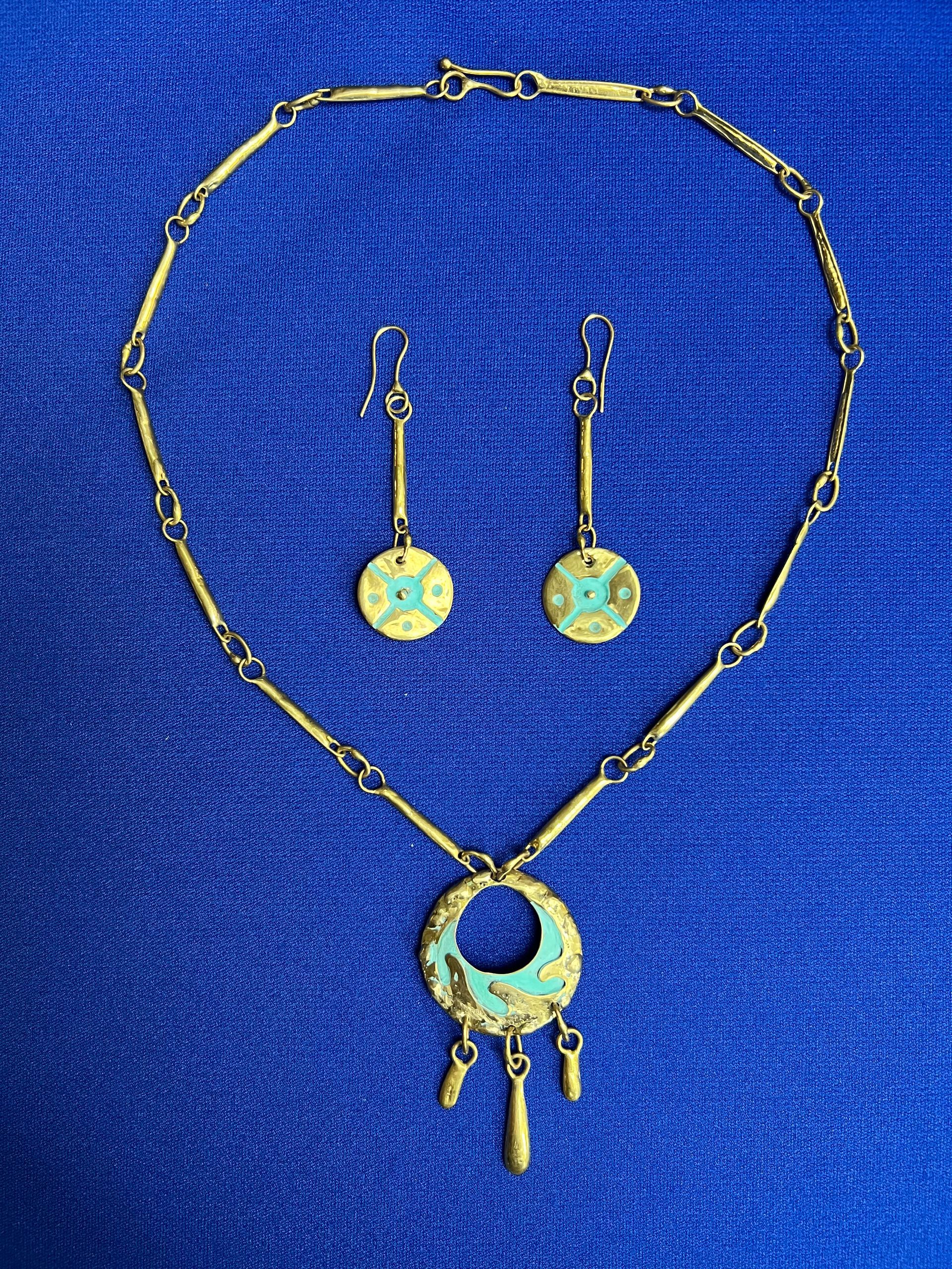 Wave necklace, earrings, Sold