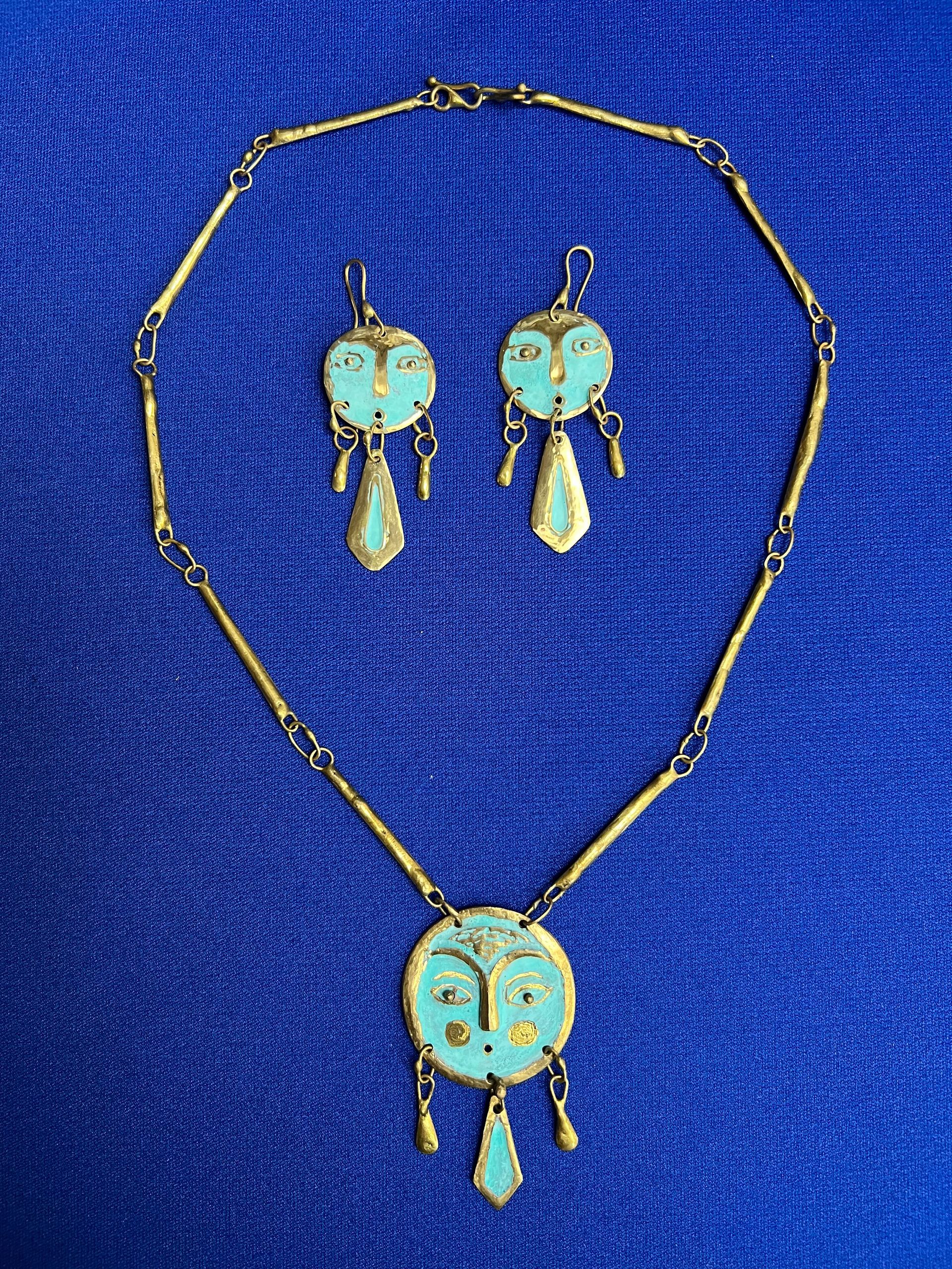 Faces Necklace, Earrings , final sale