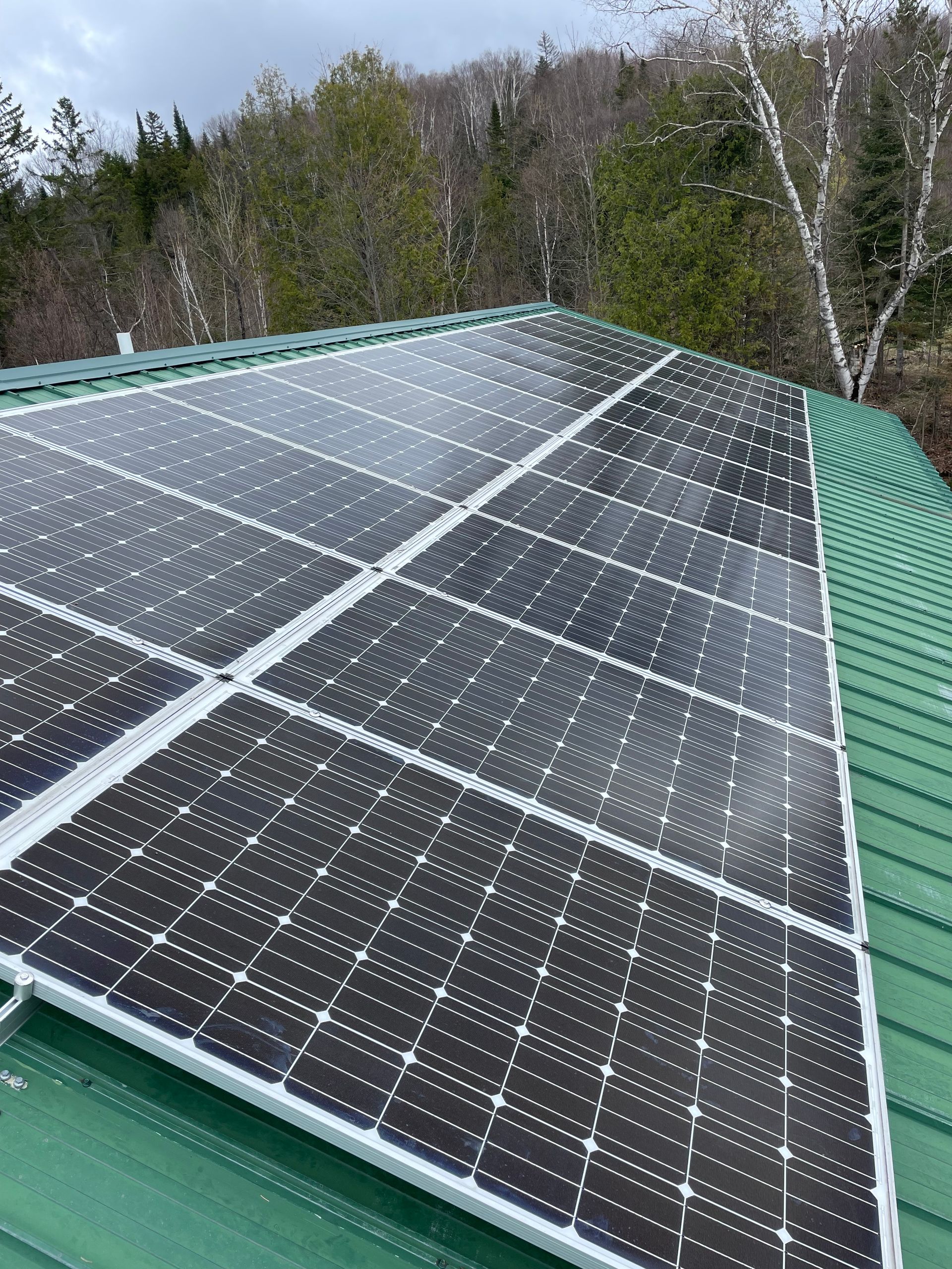 Commercial roof with solar panels installed