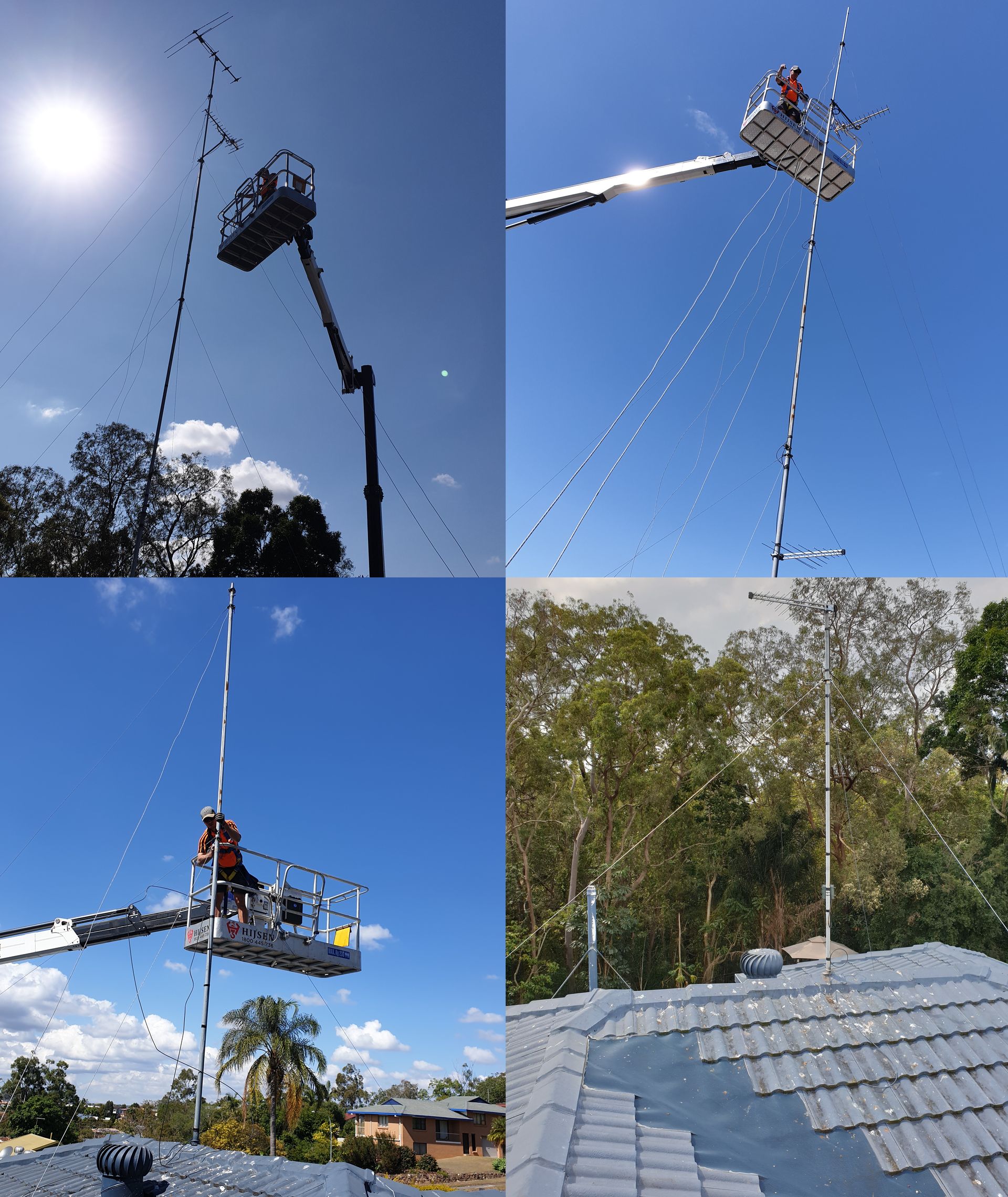 An Antenna Is Installed On Top Of A Tiled Roof — Brisbane Antenna Specialists in Brendale, QLD