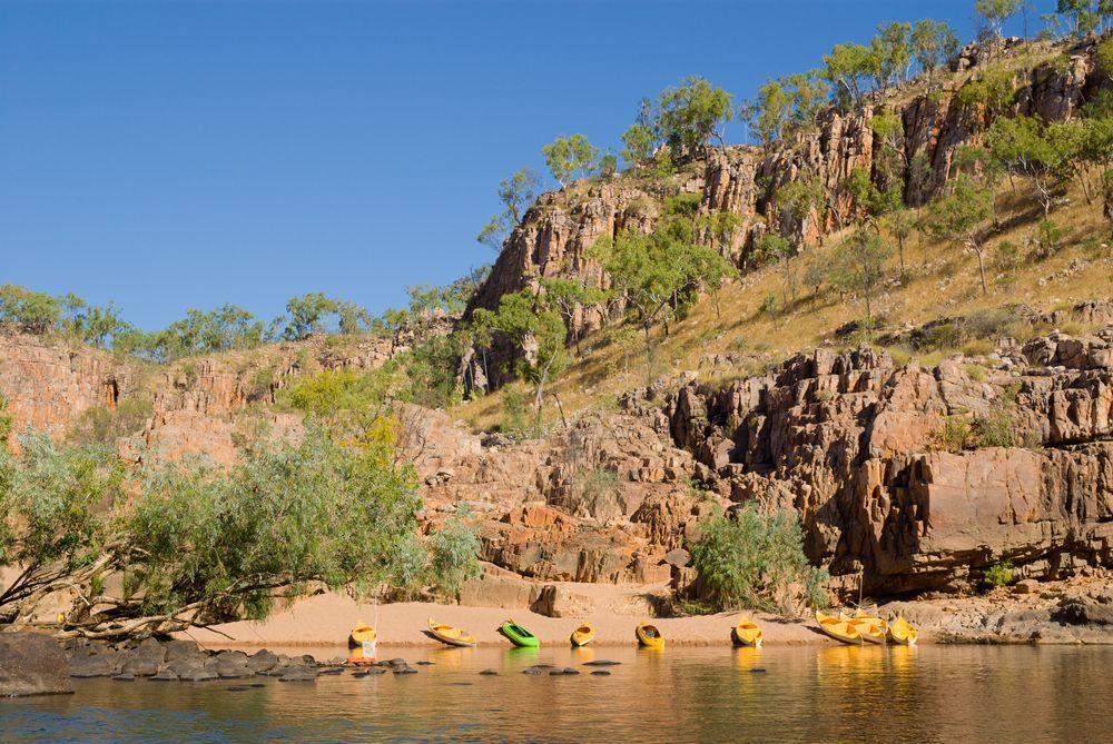 Rocky River Canyon With Small Yellow Boats  — Arctic Installations in Katherine, NT