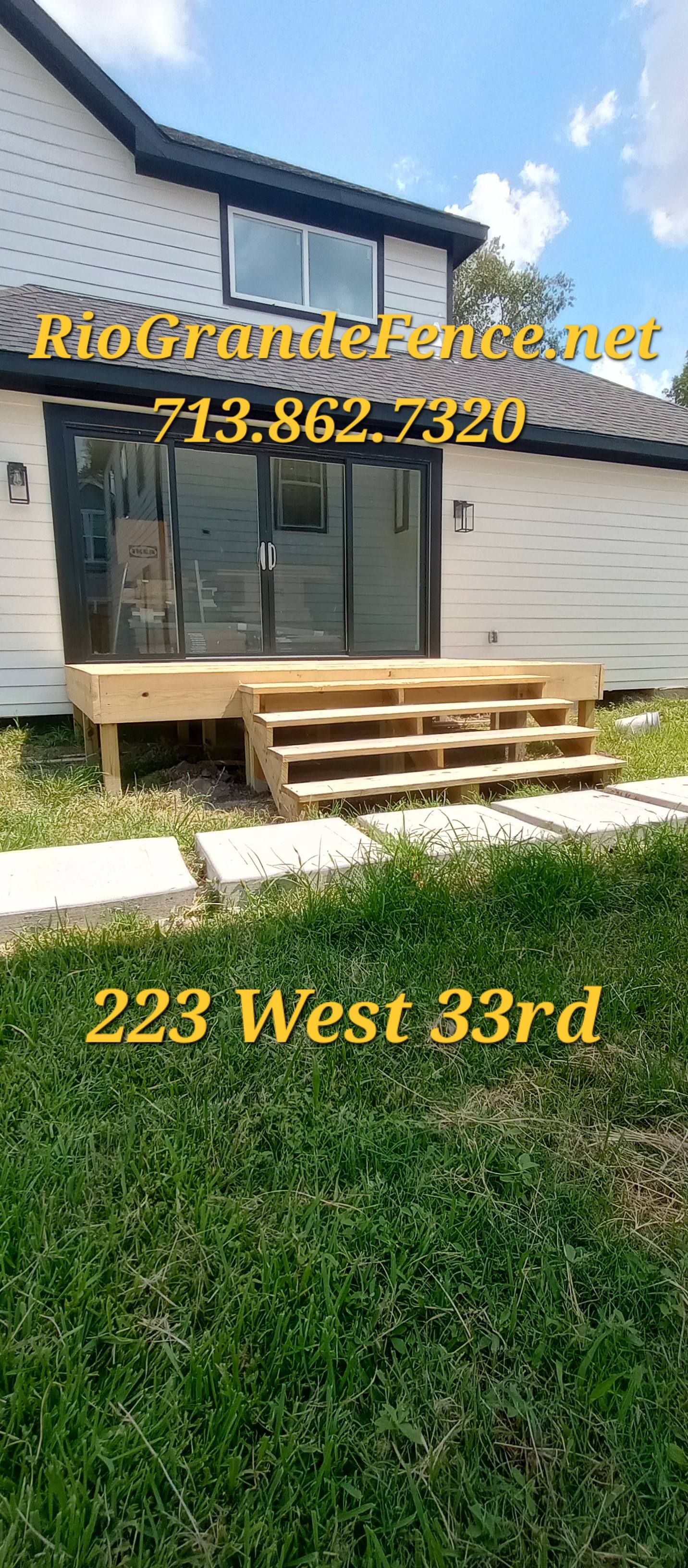 A House with A Wooden Deck and Stairs in Front of It - Houston, TX -  Rio Grande Fence Company