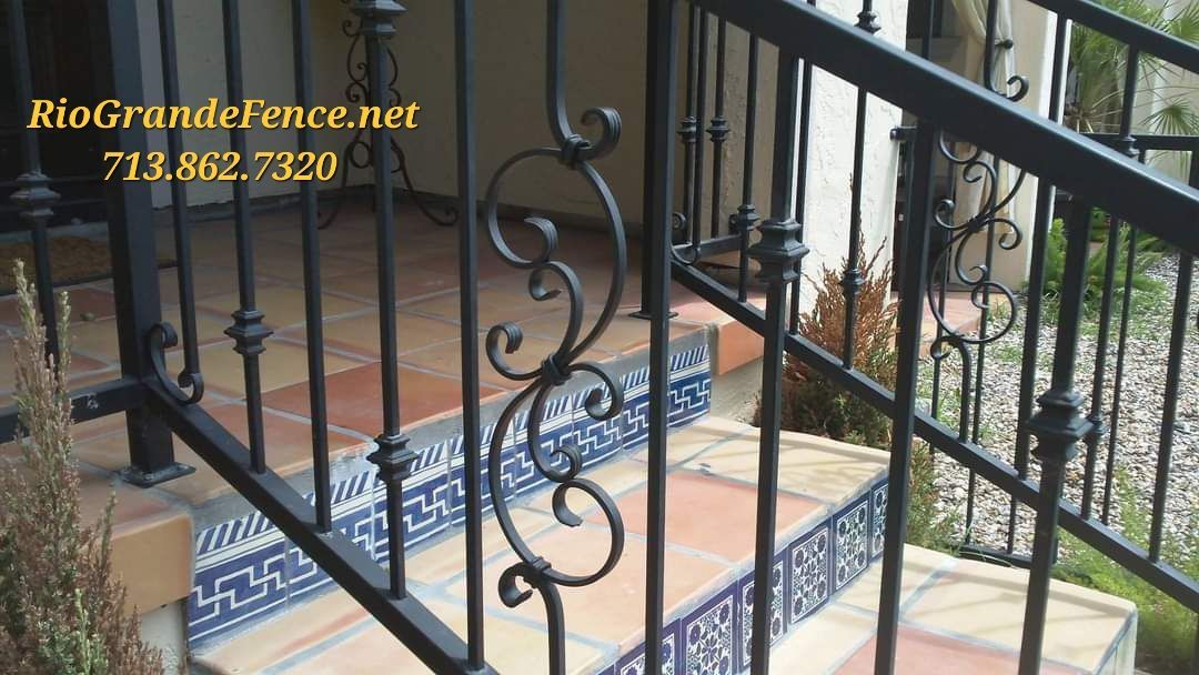 A Wrought Iron Railing on A Set of Stairs - Houston, TX - Rio Grande Fence Company
