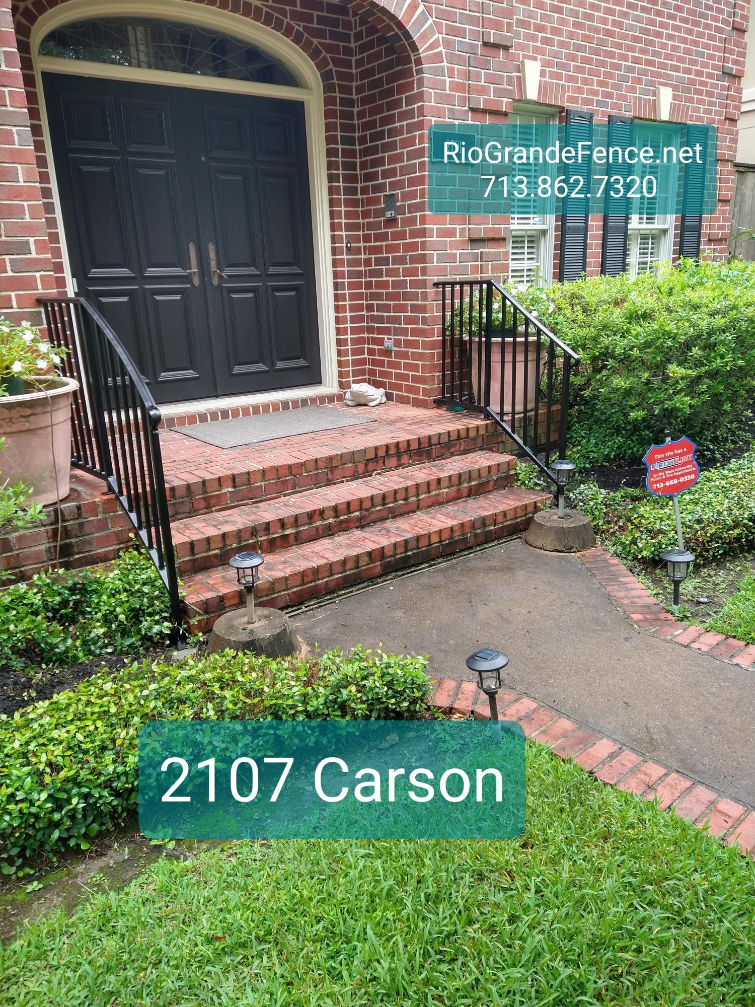 A Brick House with Stairs Leading up To the Front Door - Houston, TX - Rio Grande Fence Company