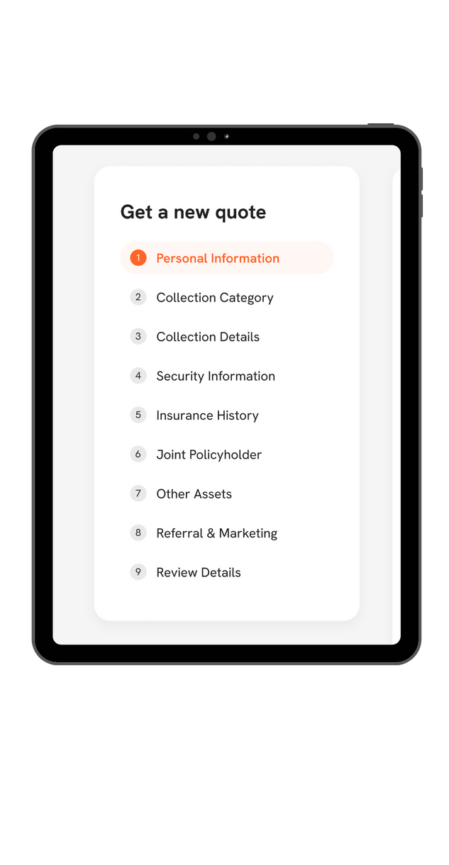 A tablet is open to a page that says `` get a new quote ''.