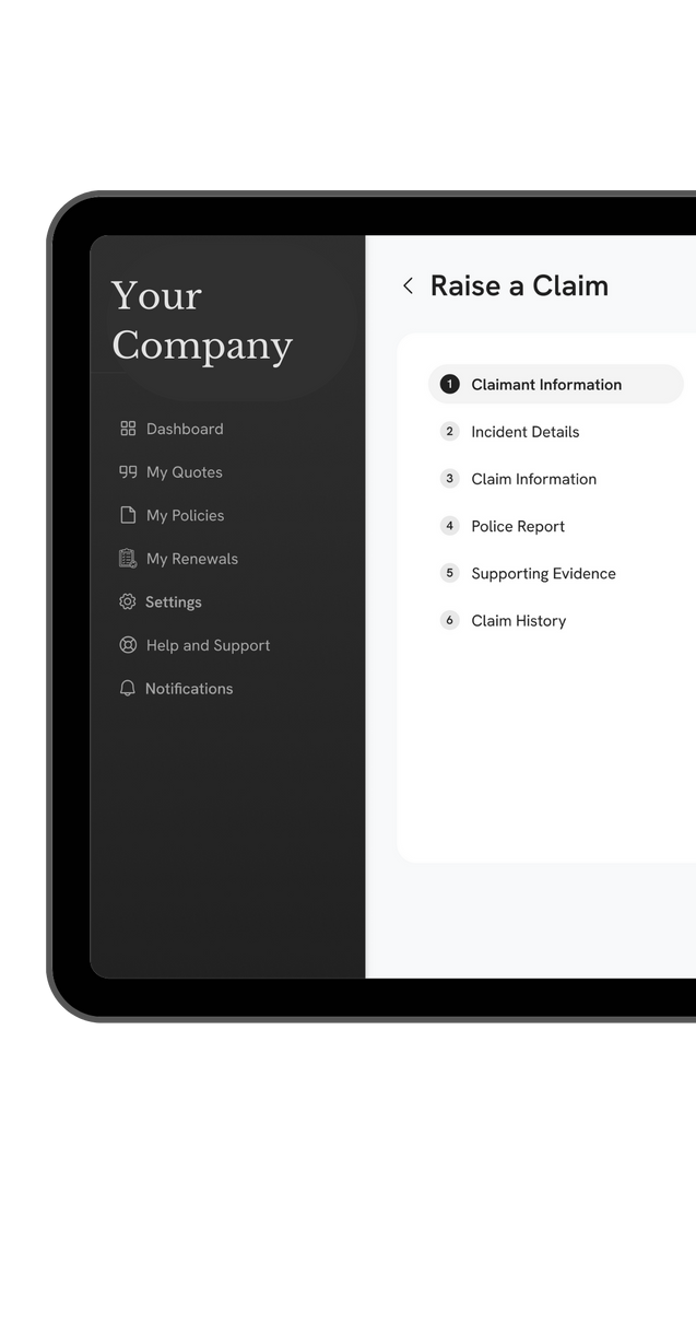 A tablet with a screen that says `` your company '' on it.