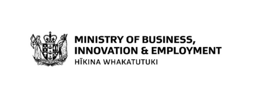 The Ministry of Business, Innovation, and Employment logo, black and white.