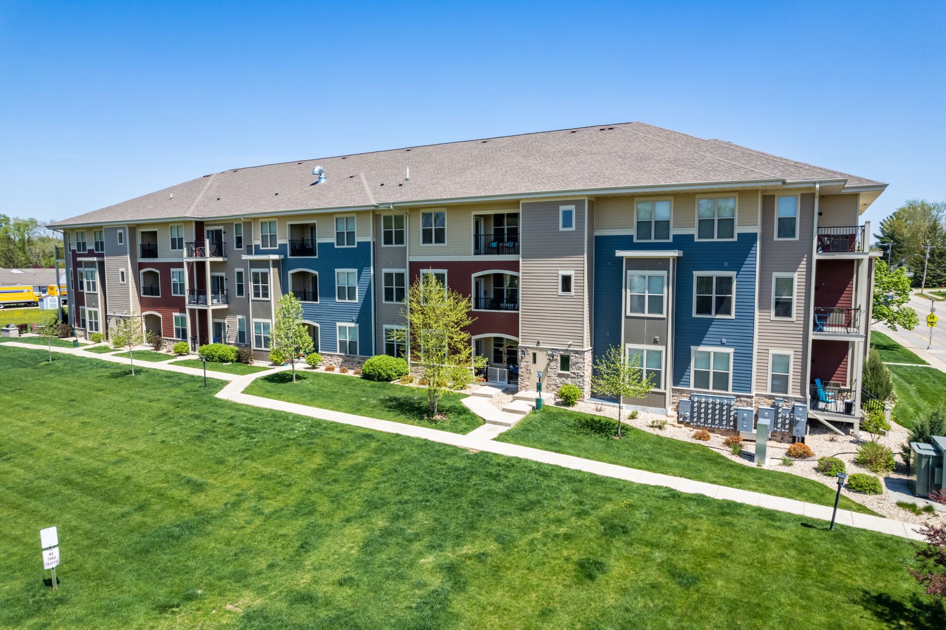 a large apartment building with a lot of windows