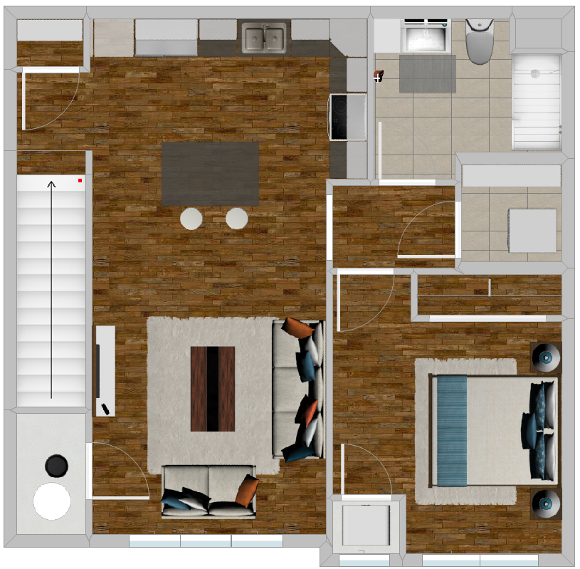 a floor plan of a house with a balcony