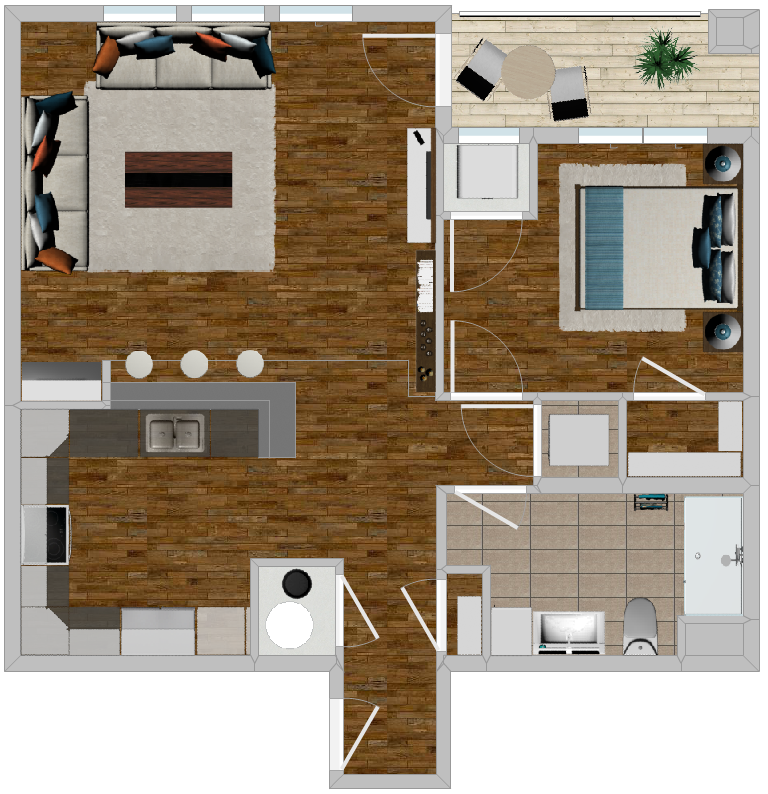 a floor plan of a house with a balcony