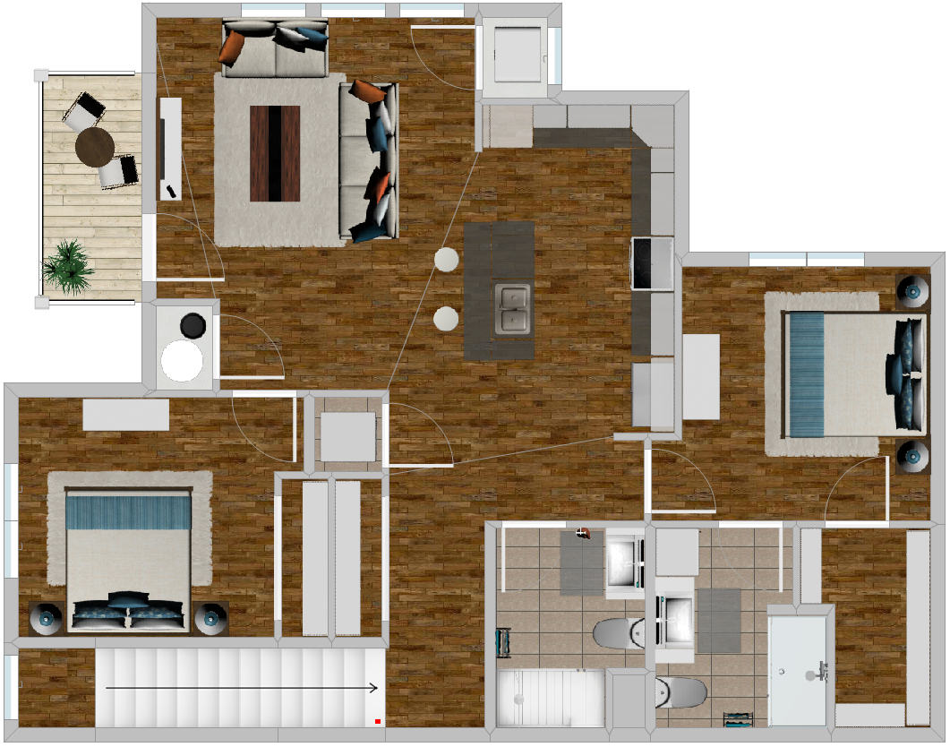 a floor plan of a house showing the great room and master bedroom
