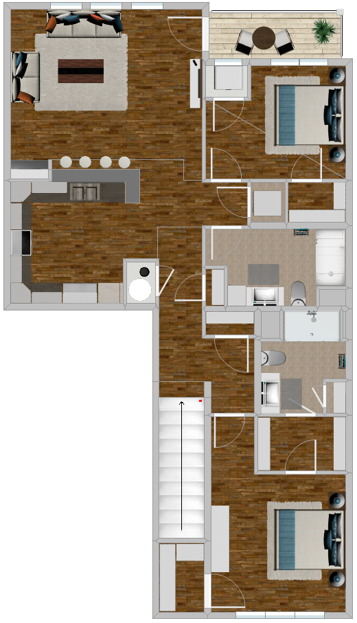 a floor plan of a house with a balcony