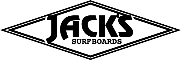 Black-and-white JACKS Surfboards logo in a diamond shape