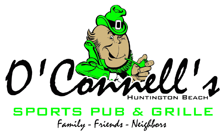O’Carmell’s Sports Pub & Grille logo with a green alligator mascot and Huntington Beach text