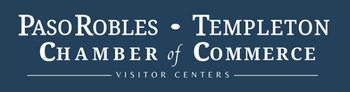 PasoRobles • Templeton Chamber of Commerce visitor center logo on a dark blue background