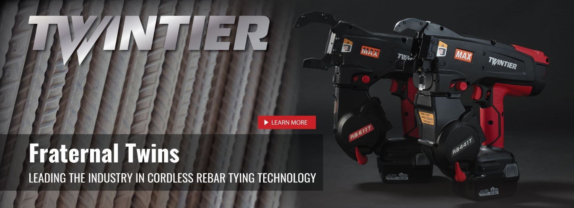 TWINTIER cordless rebar tool image with description
