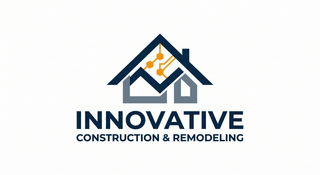 Innovative Construction & Remodeling logo with a navy house roof icon and orange accents on a white background
