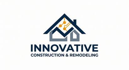 Innovative Construction & Remodeling logo with a navy house roof icon and orange accents on a white background