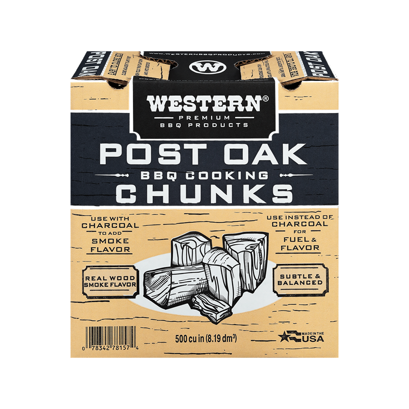 Box of Western Premium Post Oak BBQ Cooking Chunks