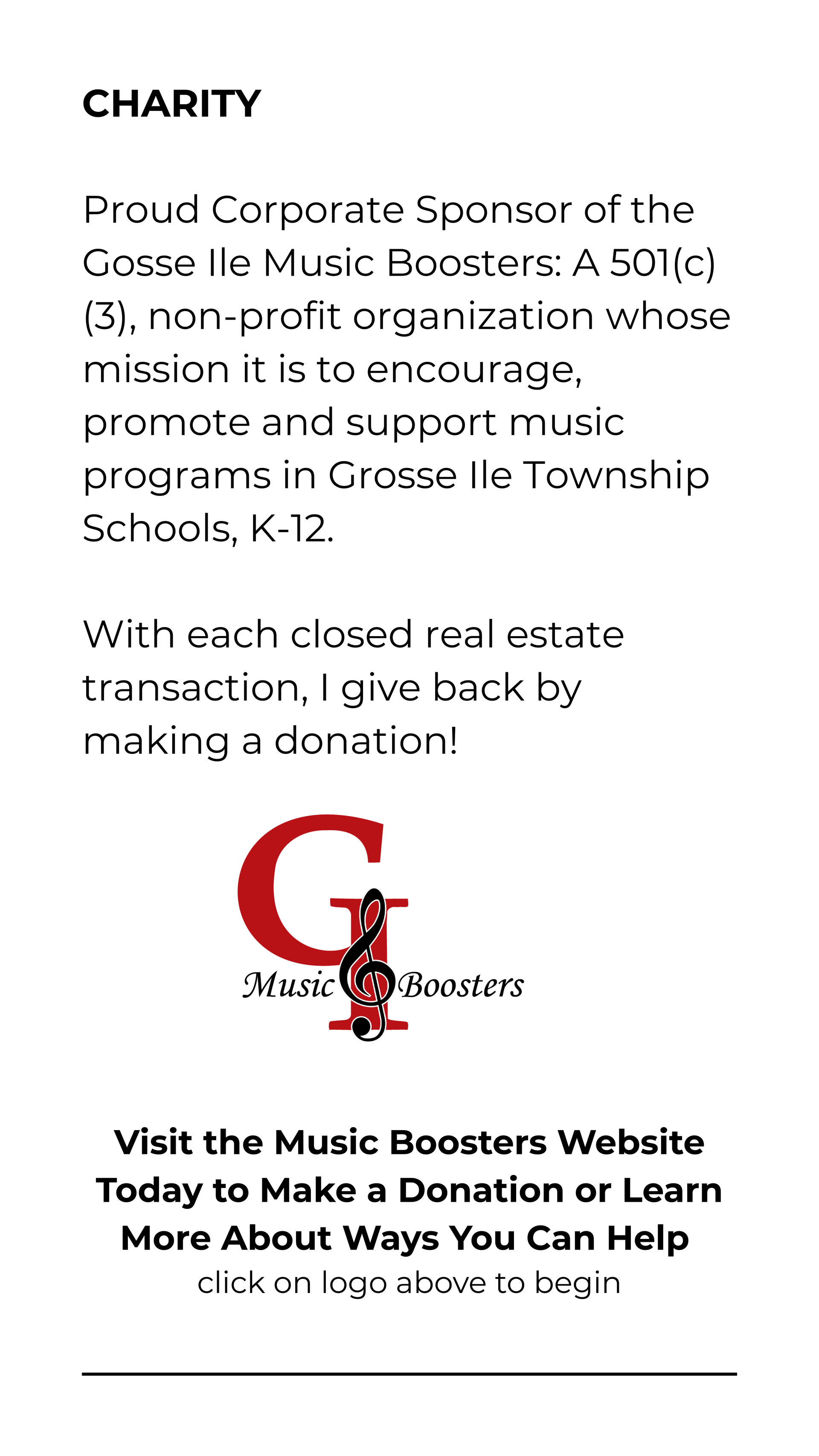 Charity flyer for Goose the Music Booster’s “Make a donation!” campaign, with large red G logo and donation appeal text