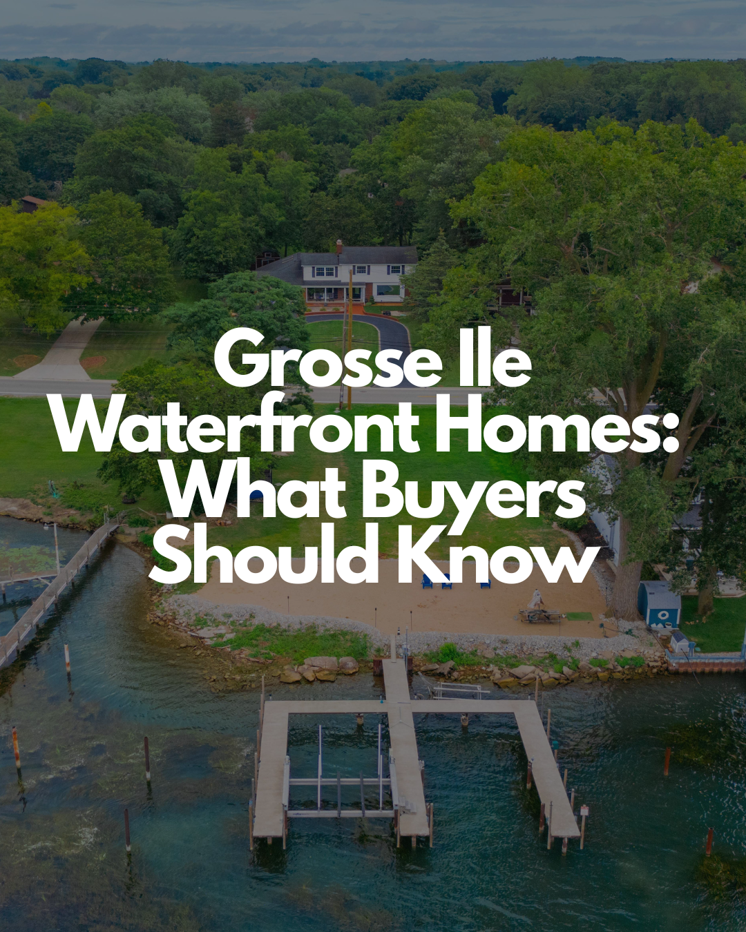View of a Waterfront Property on Grosse Ile - 22271  West River Road with beachfront and dockage. 