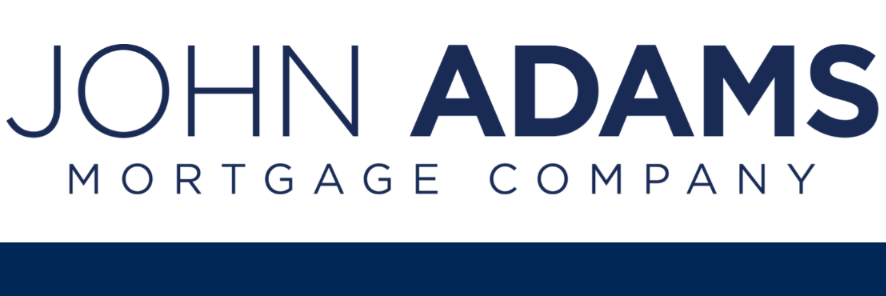 John Adams Mortgage Company logo with navy blue text on a white background