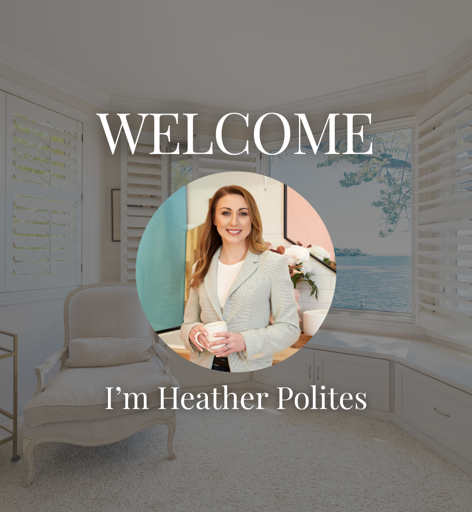 Welcome screen with Heather Polites in a circular portrait over a bright home office background.
