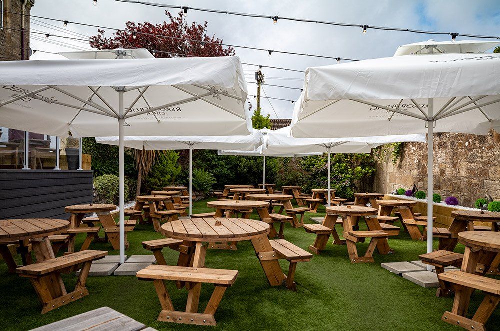 In the back garden of The Fox and Willow