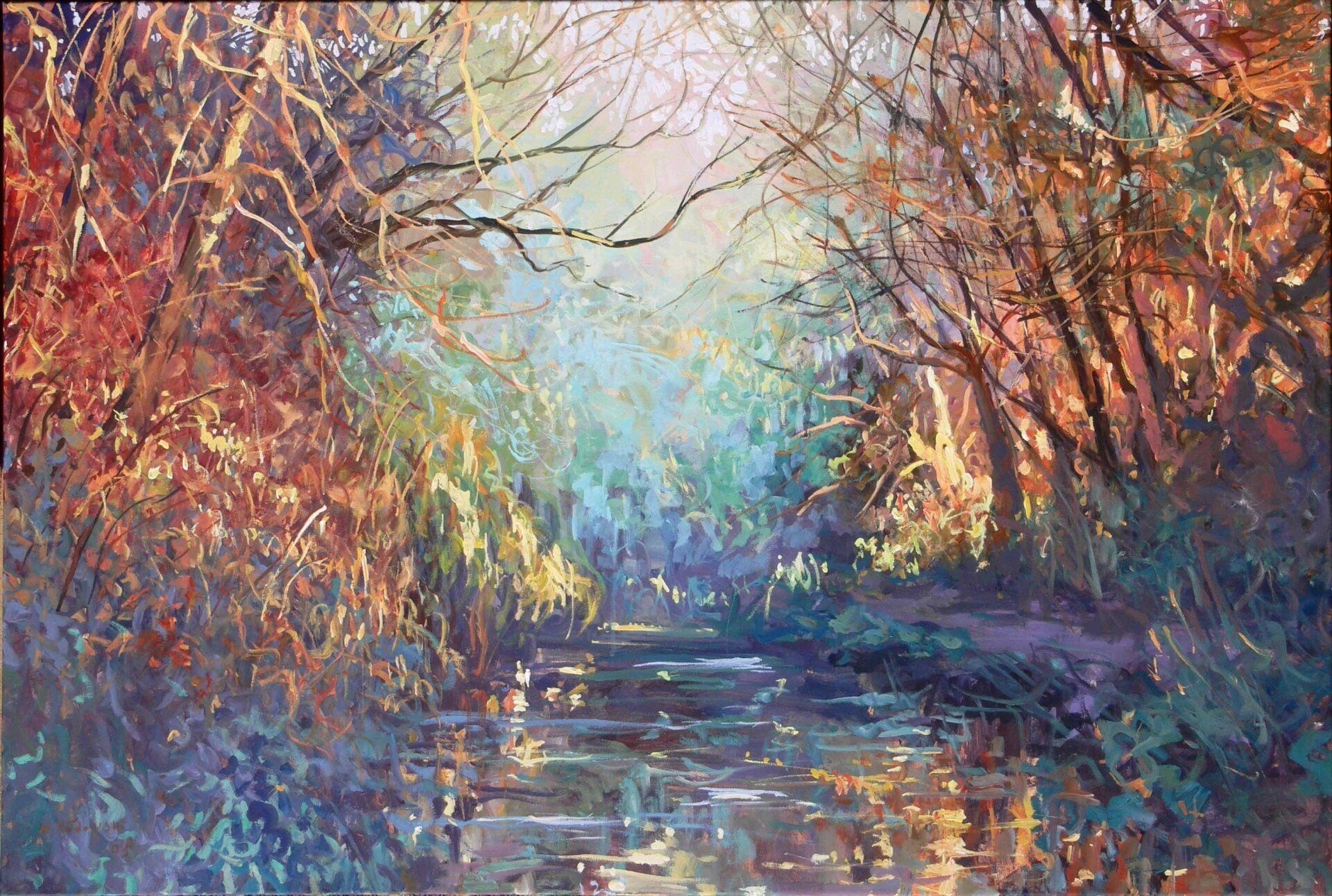 Regent’s Park landscape painting No. 20 by Mariusz Kaldowski — acrylic on canvas, Regent's Park Canal