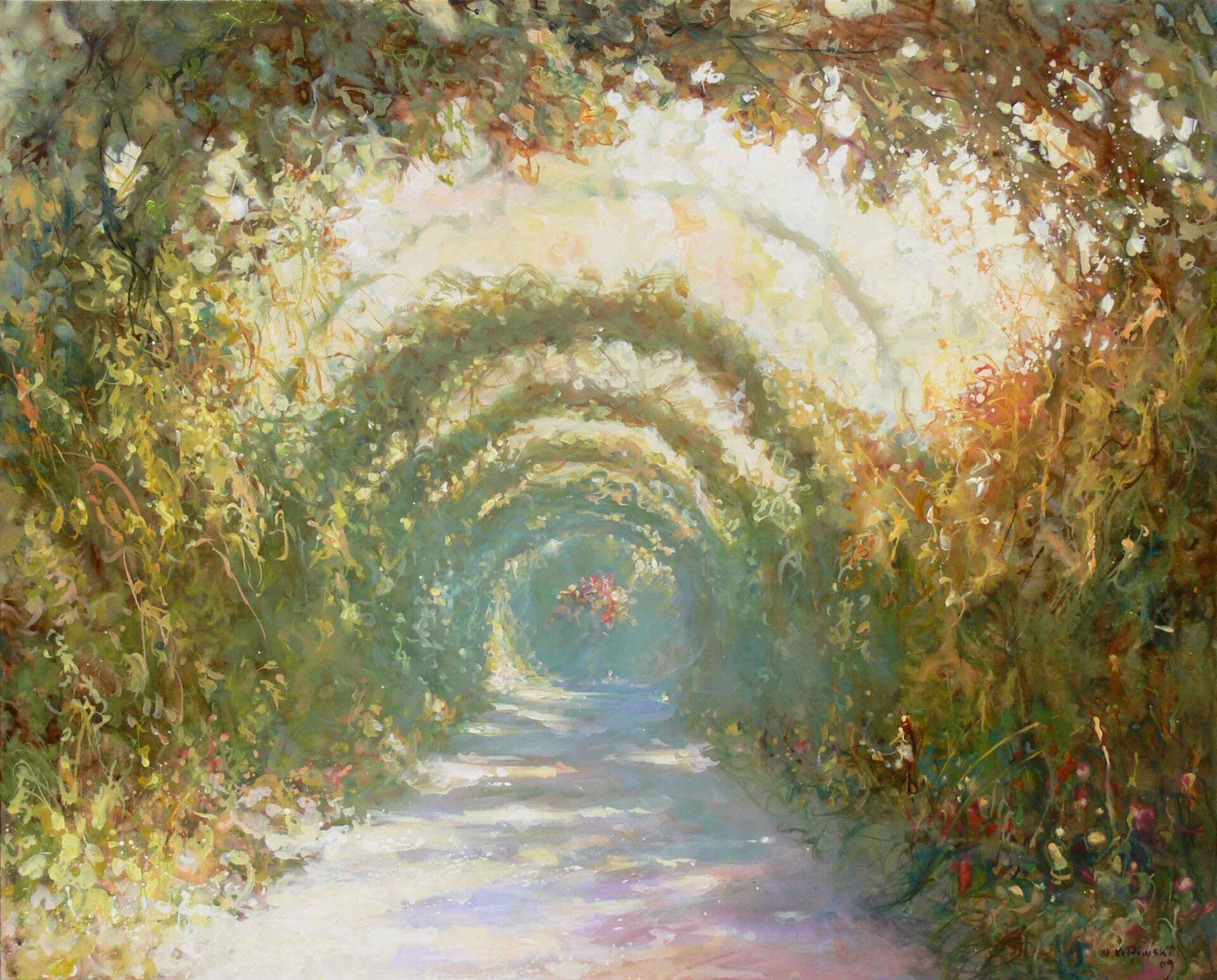 Regent’s Park landscape painting No. 13 by Mariusz Kaldowski — acrylic on canvas, secret garden in London park